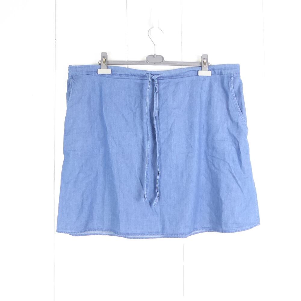 Draper James Skirt Womens SZ 2X Chambray Elastic Waist Draw String Preppy Casual